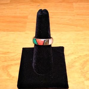 Silver Multi Colored Turquoise Ring